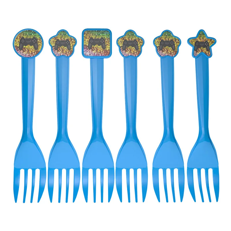 fork X6 Прекрасные игры на вечерние одноразовые тарелки для посуды Салфетка скатерть чашки с днем рождения украшения, товары для вечеринки - Цвет: fork X6