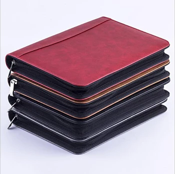

2pcs/set A5 Padfolio PU Leather Oraniizer Folder Document Case With Calculator Spiral Note Book Business Zipper Bag Handbook