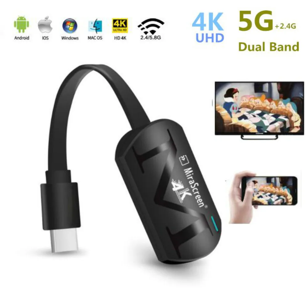 

MiraScreen G4 PLUS 4K 5G TV Stick real time video mirroring Anycast HDMI Dongle Receiver WiFi Miracast Airplay DLNA