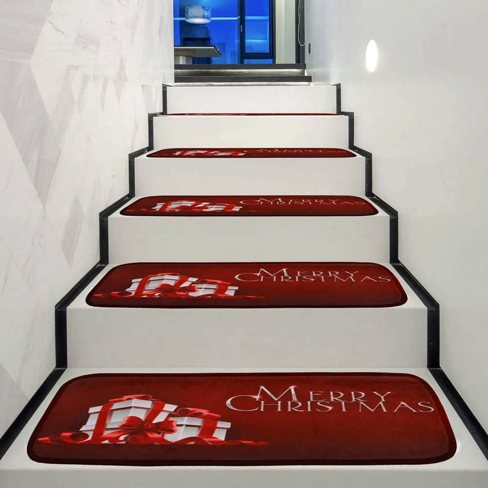 1 комплект 5 шт. Рождественский коврик для лестницы 22 см x 70 см рождественские украшения StepBasic нескользящий коралловый флис устойчивый ковер для лестницы домашний декор