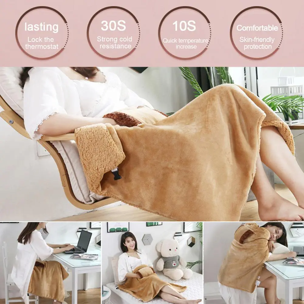 Usb Heated Warm Shawl Electric Heating Plush Throw Blanket Heated Cape