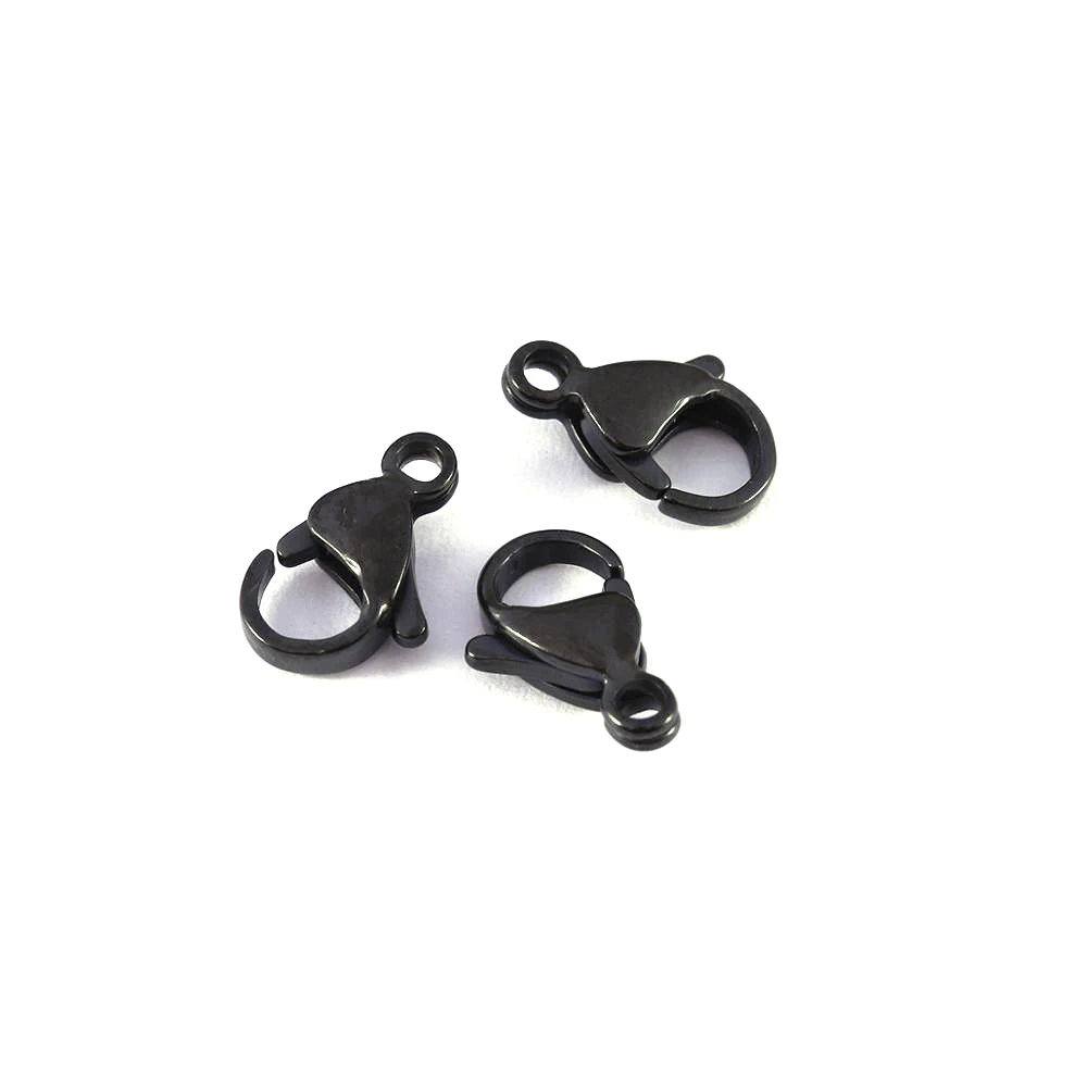 10/12/14/16/18/21mm Silver Gun Black Metal Lobster Clasps Hooks Bracelet End Connectors For Jewelry Making DIY Necklace Buckle
