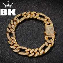 Хип-хоп золотой тон мужской Bling Iced 13 мм браслет микс с магнитной пряжкой покрытый высокое качество браслет для вечерние подарки