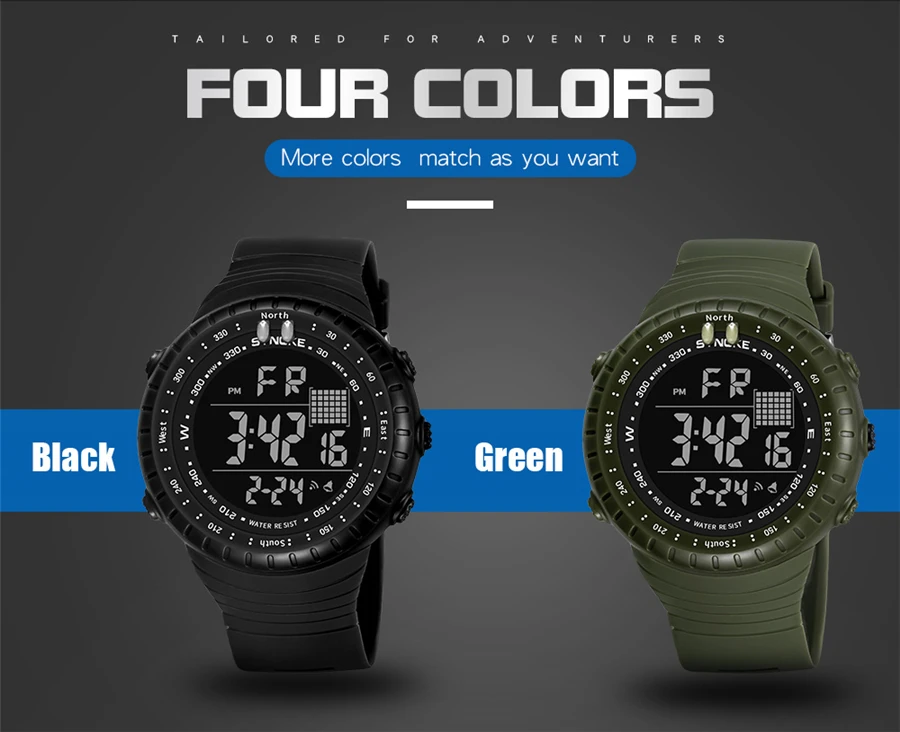 2021 New Men's Digital Watch Men Sports Watches Dual Time Pedometer Alarm Clock 50M Waterproof Military Watch Relogios Masculino