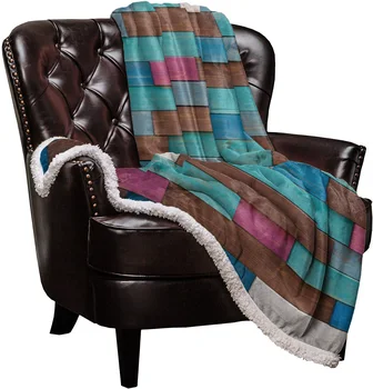 

BIGHOUSES Throw Blanket Colorful Wooden Texture Background Bedspread Coverlet Blankets Fleece Throw Cover Wrap Personalized