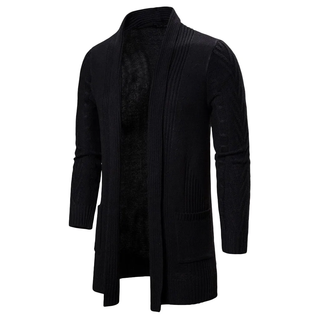 Men's Cardigan sweater Outwear Casual Solid Knit Trench Coat Jacket Long Sleeve Cloak Coat Knitted Sweater Cardigans Outerwear