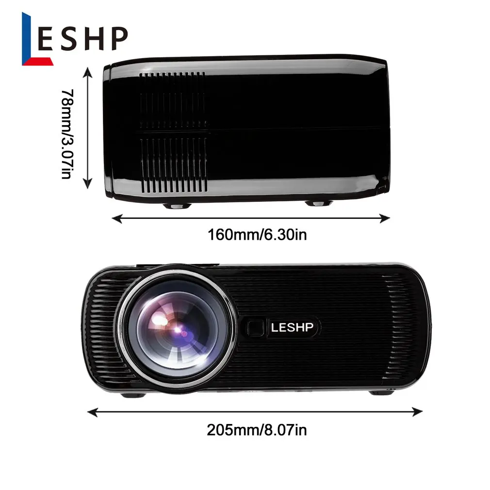 LESHP портативный мультимедийный светодиодный видеопроектор 1080P HD 1200 лм с брелоком для офиса домашнего кинотеатра ТВ Игры 1000:1