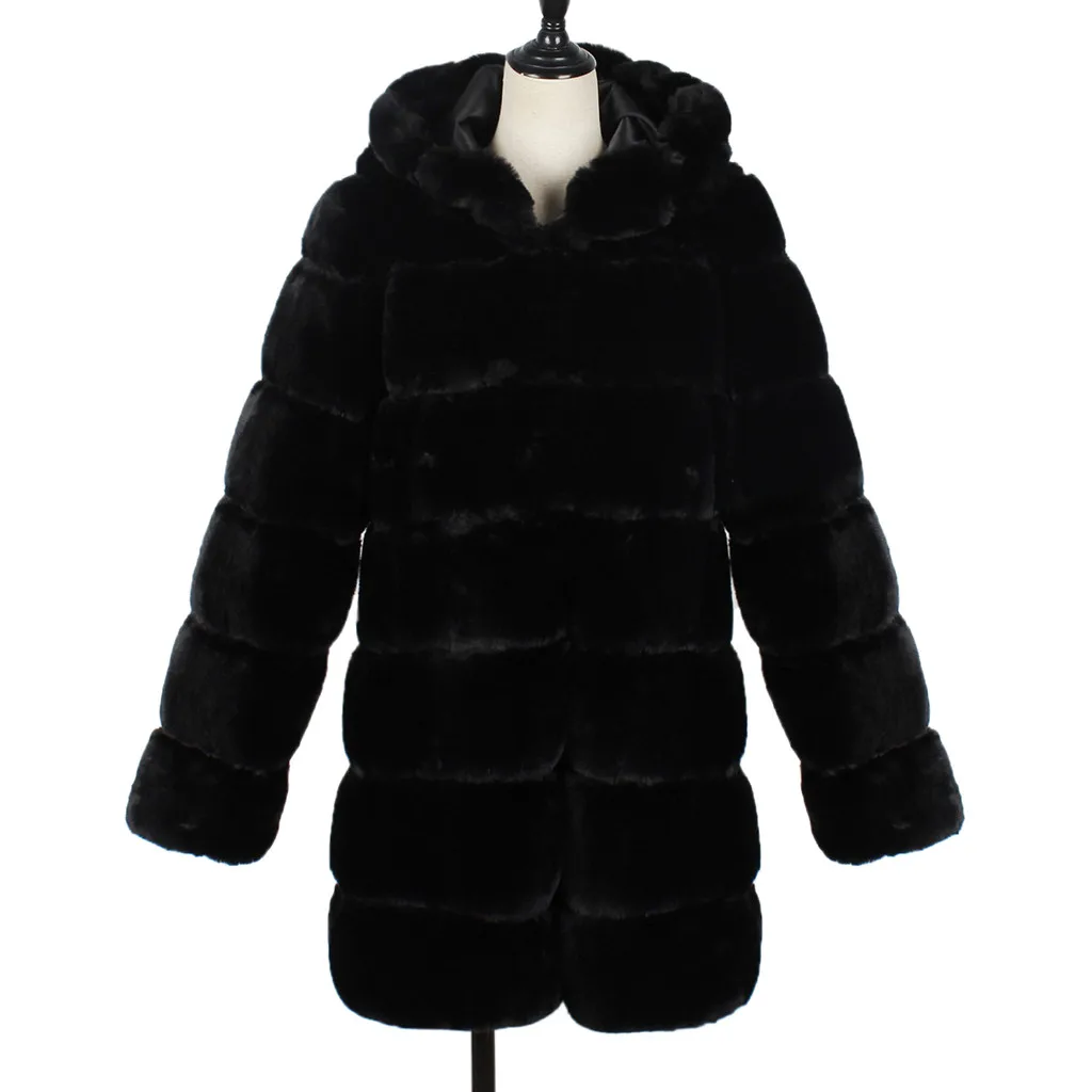 Страусиная шуба из искусственного меха женская осенняя и зимняя шуба женская черная плюшевая шуба плюс размер теплая меховая куртка N30 - Цвет: Черный