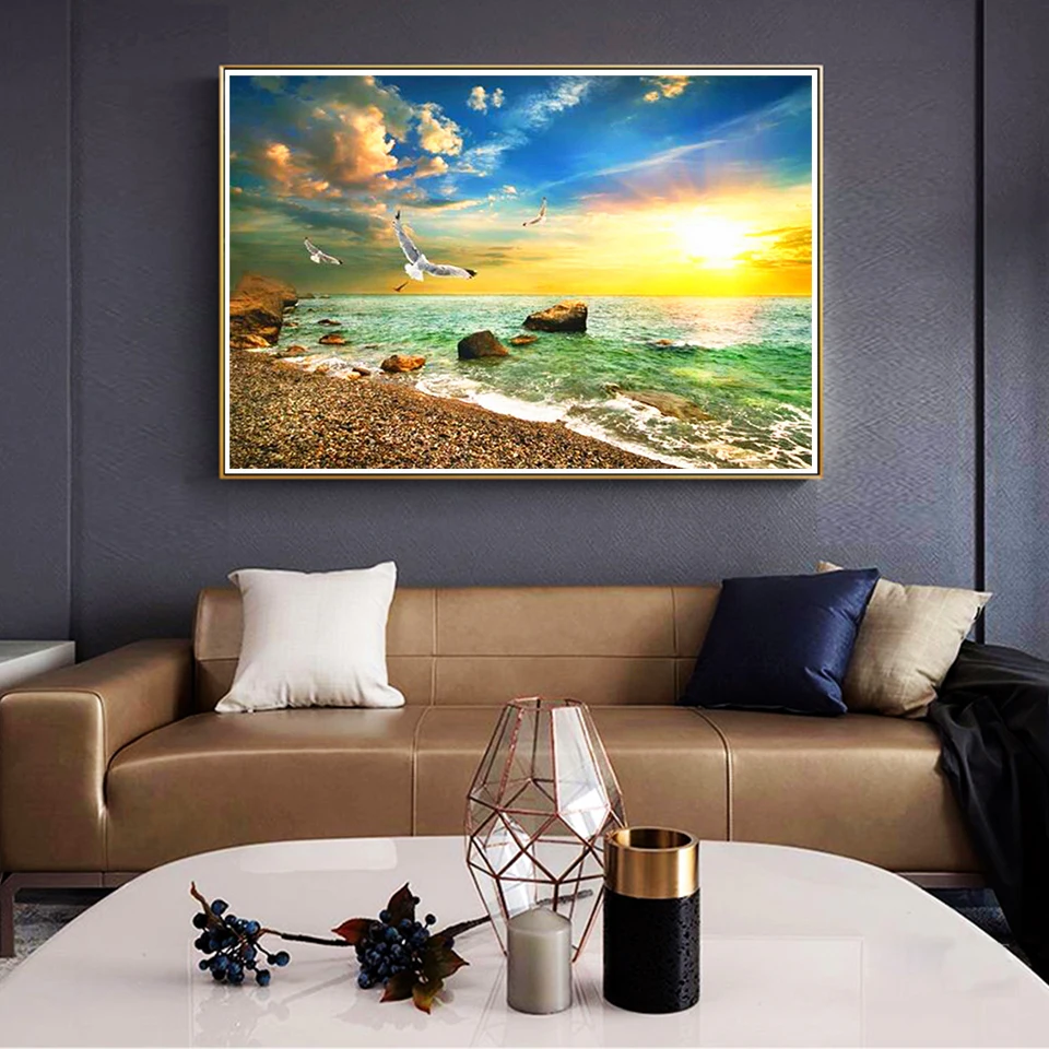 5D DIY Diamond Painting Landscape Sunset Dusk Rhinestone Picture Full Square/Round Diamond Embroidery Mosaic Home Decoration Kit