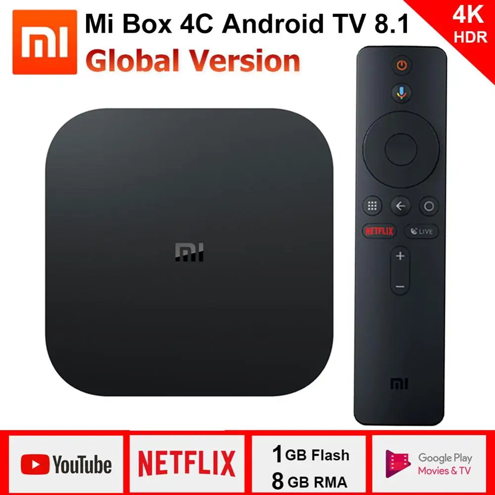 

Xiao mi 4K tv box 4C HD android Network Smart TV Box Bluetooth 4.2 Home Voice Top Box with Remote Collter HDM Cable Set