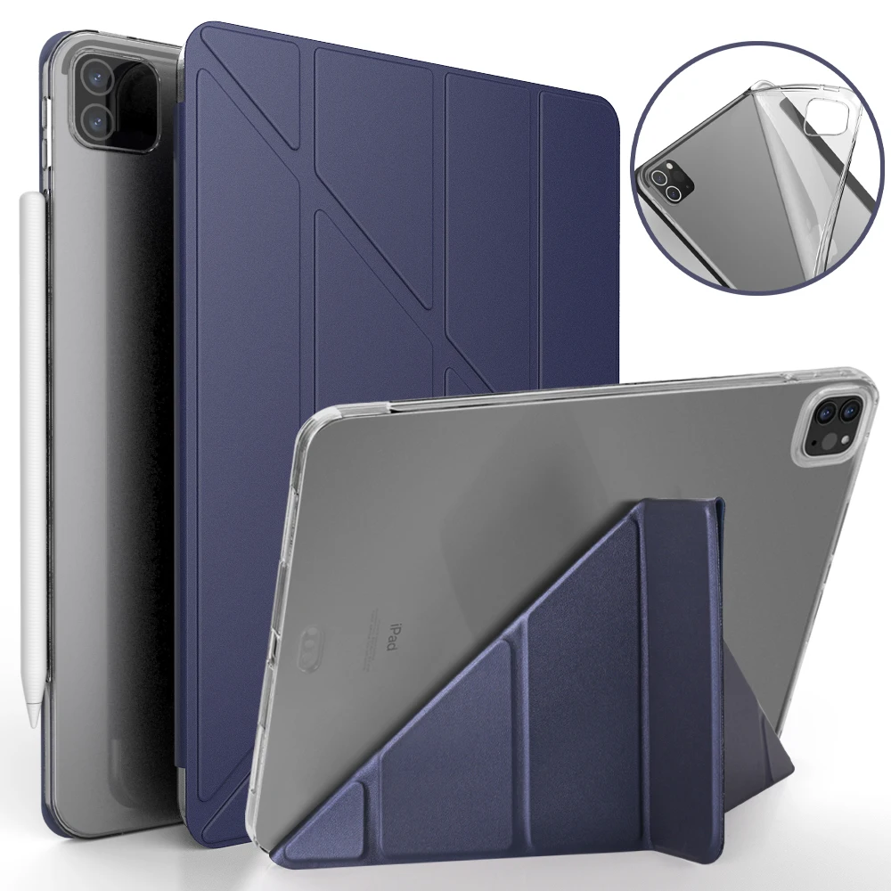 

Case For iPad Pro 11 2020 PU Leather Multi-Fold Stand Smart Cover For iPad Pro 12 9 2020 case TPU Silicone soft back Tablet case