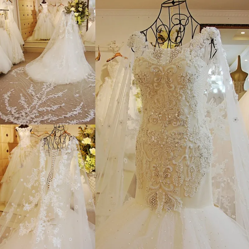 Vestido De Noiva Элегантное свадебное платье русалки свадебное платье с бисером Королевское свадебное платье с шлейфом Vestido De Noiva Sereia