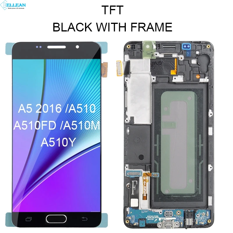 Catteny A510 Дисплей с рамкой для samsung Galaxy A5 ЖК Экран A510F A510M A510Y A5100 Дисплей дигитайзер в сборе - Цвет: TFT Black With Frame