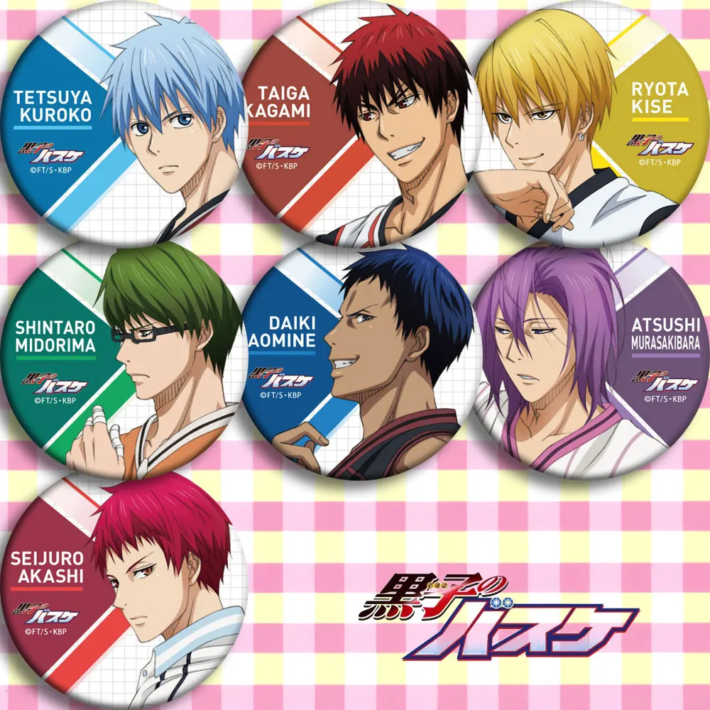 

Anime Kuroko's Basketball Kuroko Tetsuya Kagami Taiga Kise Ryota 58mm Tinplate Badge Pin Gift 12pcs Souvenir Collect Decoration