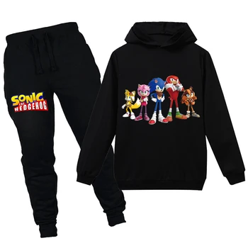 

New 2020 Children clothing Kids Sonic The Hedgehog Sweatshirt Pants 2pcs Sets Sweater Casual Hoodies Outerwear Boys Girl Hoodies