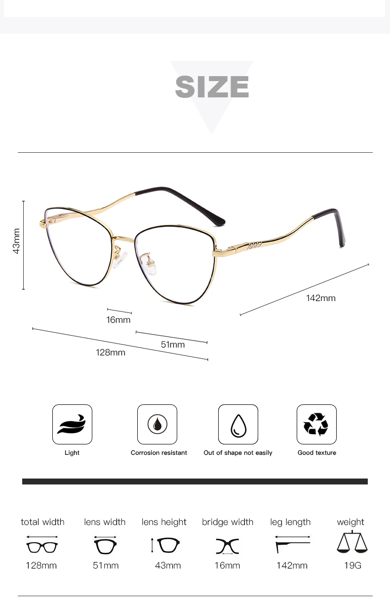 Cat Eye Metal Eyeglasses Frame for Women Men Clear Fake Glasses Women's Computer Eyewear Luxury Rhinestone blue blocker glasses