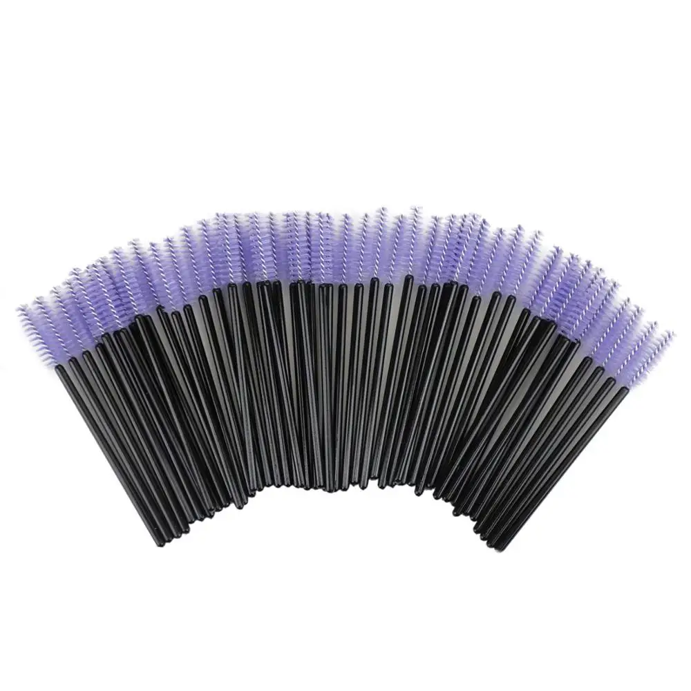 

1000pcs/lot Disposable Nylon Mascara Wands Light Purple Black Handle Brushes Lashes Makeup Brushes Eyelash Extension Tools