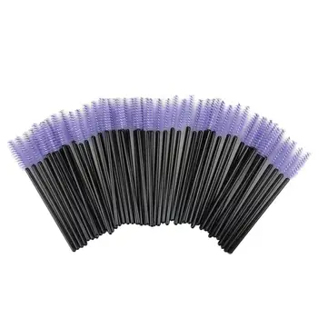 

1000pcs/lot Disposable Nylon Mascara Wands Light Purple Black Handle Brushes Lashes Makeup Brushes Eyelash Extension Tools