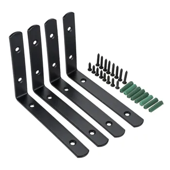 

DRELD 4pcs Angle Bracket Stainless Steel Corner Brace Fastener L Shaped Right Angle Brackets Corner Protector Shelf Support