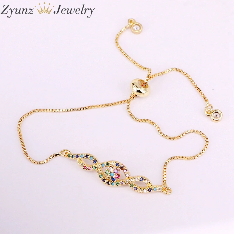 6PCS, Rainbow Lady Girl Crystal CZ Micro Pave Fashion Bar Bracelets Elegant Colorful Zirconia Statement Jewelry Gifts - Окраска металла: A