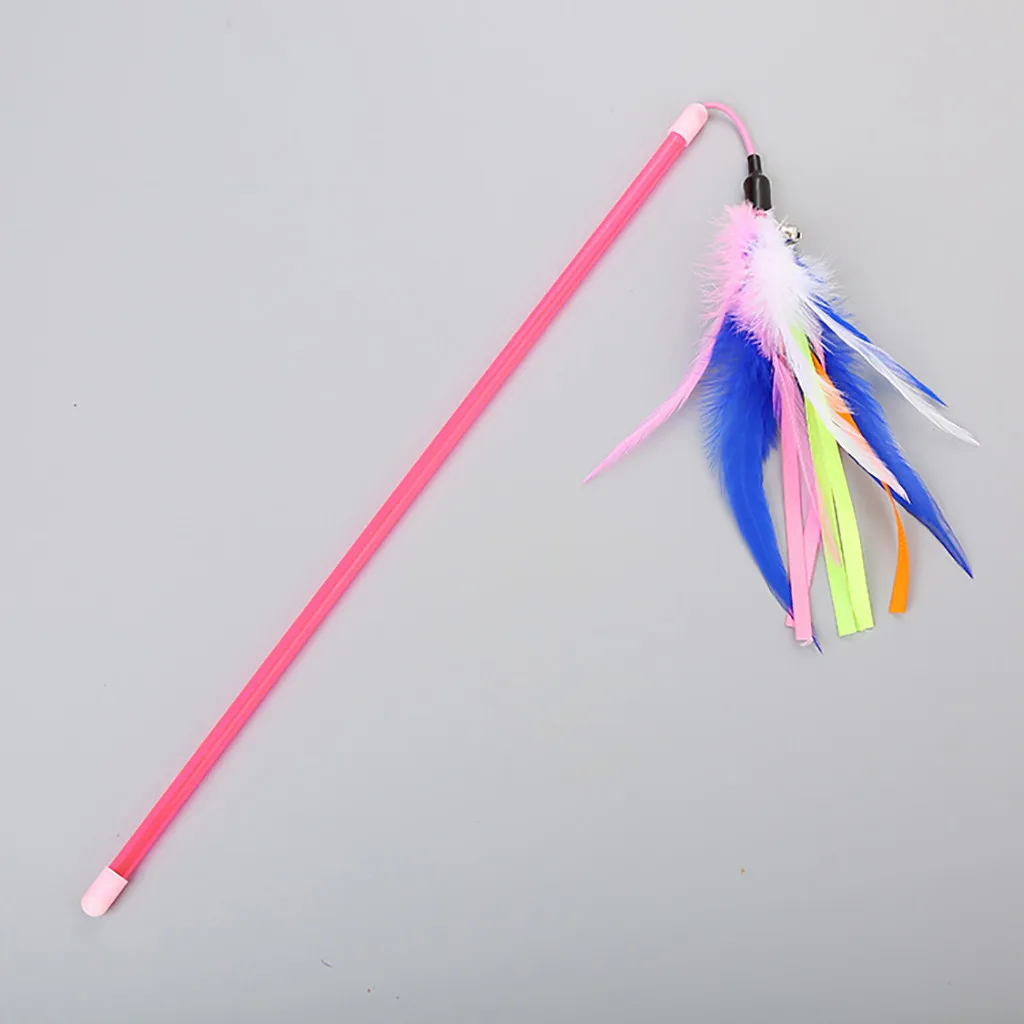 Игрушка для кошек, смешное перо, кошачьи барабанные палочки Rods, декомпрессионная игрушка для кошек, красочное перо, прозрачный короткий стержень, забавная кошачья палка