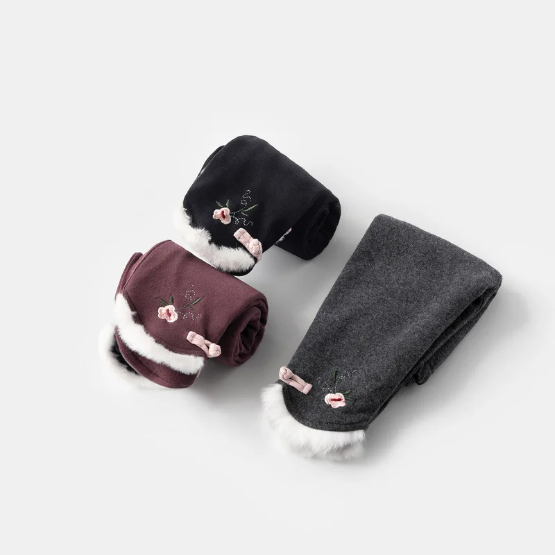 Girls Autumn And Winter plus Velvet Trousers New Style 0-1-Year-Old Infant Korean-style Casual Pants CHILDREN'S Autumn Oute