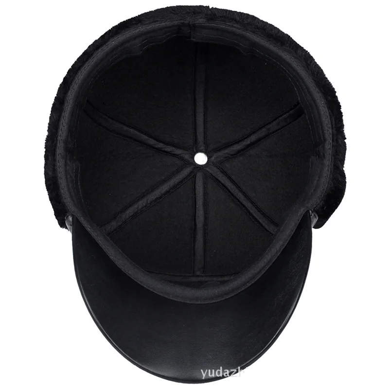 Зимняя бейсболка с ушками русский головной убор плоские кепки Casquettes Homme теплая меховая шапка черная Мужская шляпа для мужчин