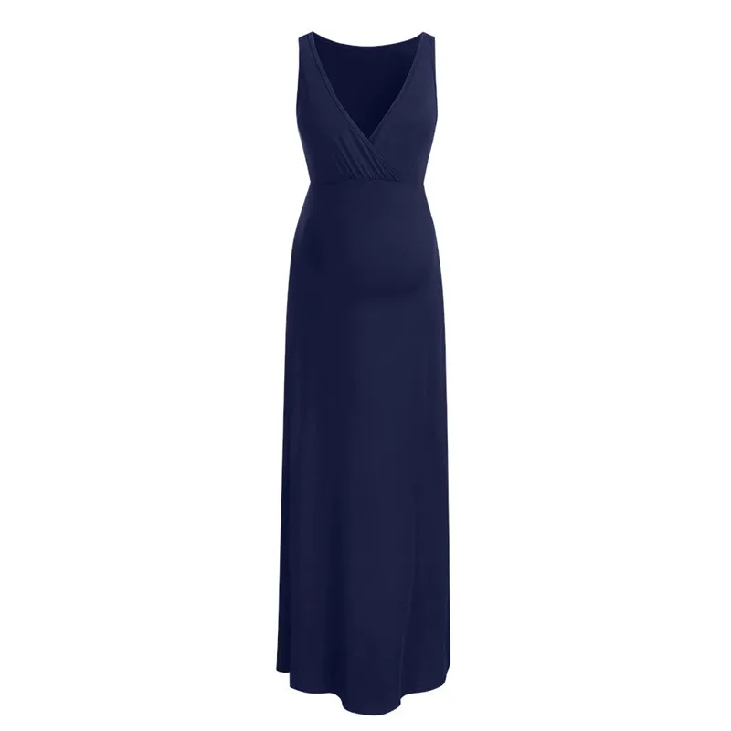 Однотонные платья Telotuny для беременных женщин; Одежда для беременных женщин; одежда без рукавов для беременных женщин; Koszula Nocna Ciazowa - Цвет: Navy