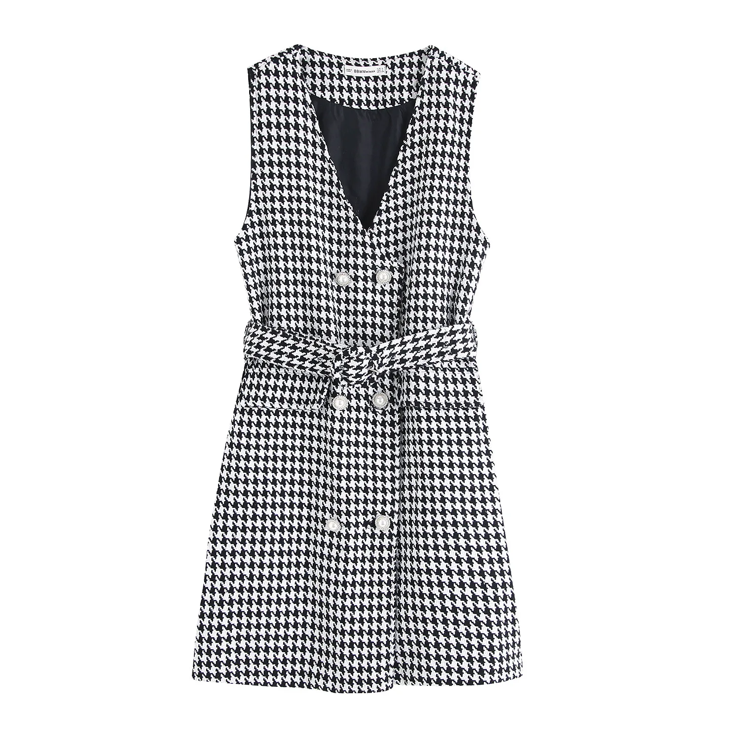 

Europe And America Tide Goods 2019 Autumn WOMEN'S Dress New Style Thousands of Birds Versatile Strap Dress Belt Ornaments Retro