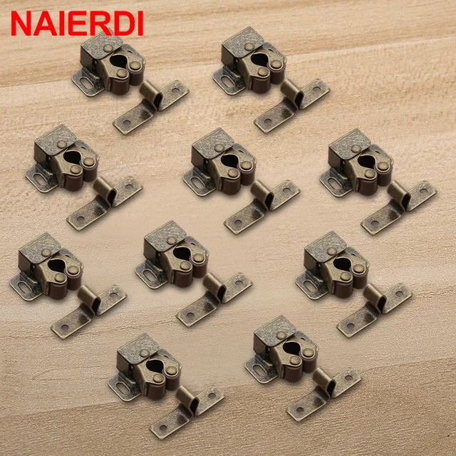 NAIERDI 2-10PCS Door Stop Closer Stoppers Damper Buffer Magnet Cabinet Catches For Wardrobe Hardware Furniture Fittings Bronze (10PCS)