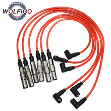WOLFIGO 6 шт. Свеча зажигания провода кабель комплект 430NC подходит для VW Golf Jetta Passat VR6 1993-1999 2.8L-V6 021998031 021998031A 021998031D
