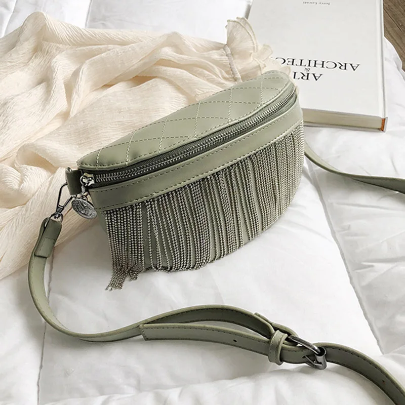 Green Waist Pack Сумка с кисточками на ремне Женская водонепроницаемая поясная сумка Bananka Fanny Pack женская сумка на одно плечо через плечо поясная сумка на цепочке нагрудные сумки - Цвет: Green Waist Pack
