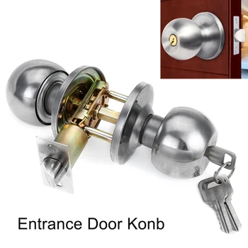 

Stainless Steel Round Door Knobs Rotation Lock Knobset Handle With Key for Bedrooms Living Rooms Bathrooms Thickness 24-45mm