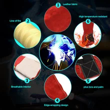 1 пара Рабочая износостойкая Обрезка анти-резка жаростойкая безопасность барбекю мягкая сварочная перчатка искусственная кожа коровья кожа Сплит защита труда