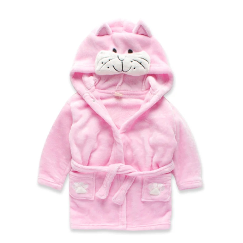 New Autumn Winter Children Hooded Bathrobe Kids Bath Robe Boys Girls Cartoon Animal Flannel Pajamas Kids Long Sleeve Towel Robe Sleepwear & Robes hot Sleepwear & Robes