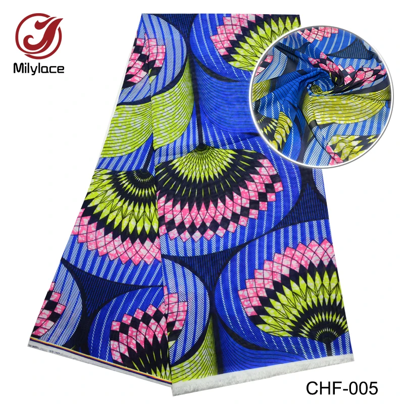 CHF-005 Африканская шифоновая Цифровая печатная ткань с рисунком горячая Распродажа африканская восковая печать шифоновая ткань для летних платьев CHF-025-028 - Цвет: CHF-005