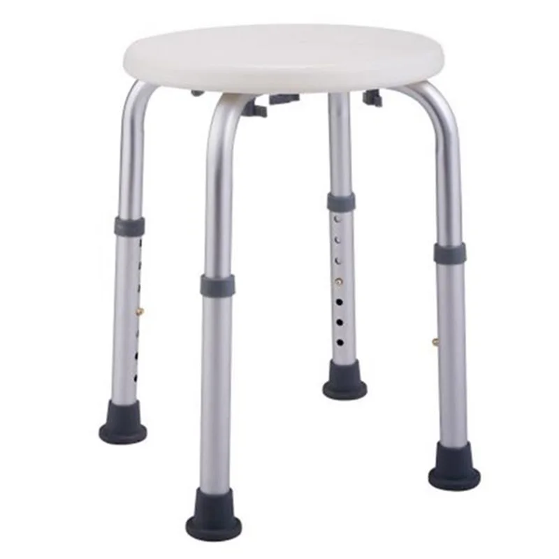 

7 Levels Adjustable Aluminum Alloy Elderly Round Shower Stool White