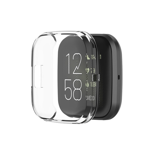 Fitbit versa 2 Watch Full Cover Glass Screen Protector Soft Ultra-Slim Clear TPU Smartwatch Protector Case Full Cover