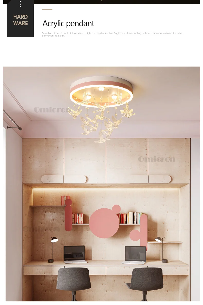 Современный светодиодный светильник Hummingbird для столовой, спальни, кабинета, детской комнаты, Розовая/белая/коричневая люстра, люстры
