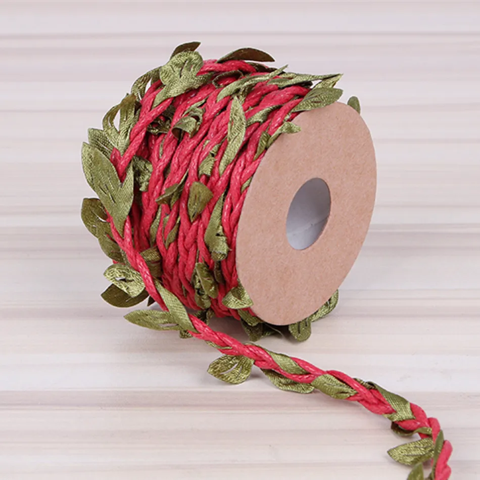 DIY игрушка Зеленый лист пеньковая веревка восковая линия песочный стол Модель сцена материал ручной работы украшение Материал Веревка листья ротанга - Цвет: red