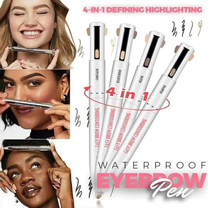 

4-in-1 Defining Highlighting Waterproof Eyebrow Pen Tip Tattoo Pencil Cosmetic Long Lasting Natural Dark Brown Liquid Eye Brow P