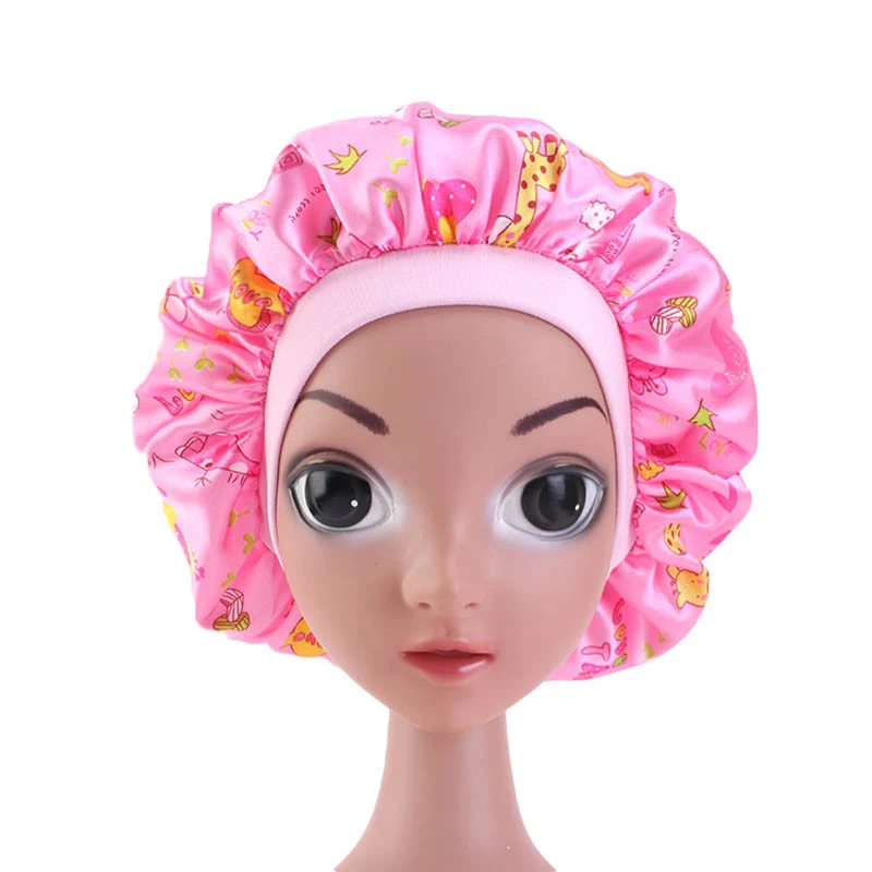 Модный детский атласный головной убор с цветами Атласная шапочка для сна девочек