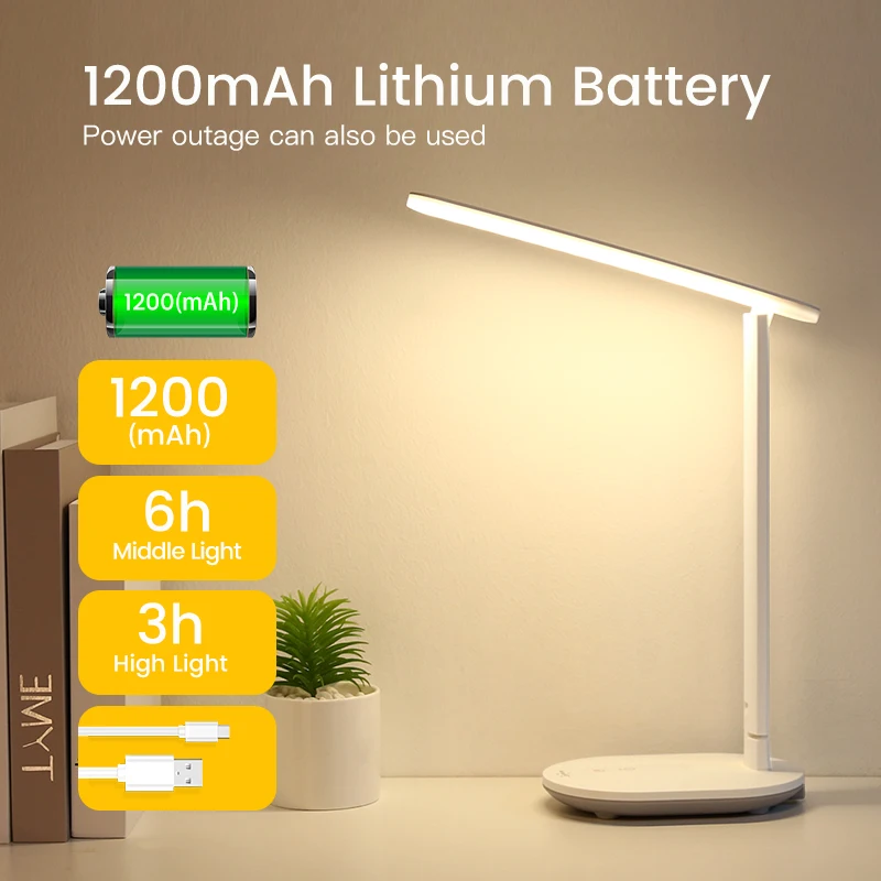  Stepless Dimmable Desk Reading Light Foldable Rotatable Touch Switch LED Table Lamp USB Charger Rec - 4000133356055