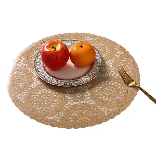 Beige Yellow 38,5 см круглый ПВХ Нескользящая чаша Салфетка под тарелку теплоизолированный кухонный обеденный стол коврик водонепроницаемые подставки кухонные инструменты - Цвет: Beige Yellow