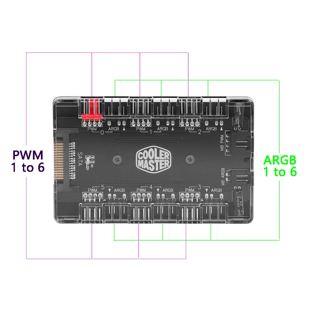 1 до 6 PWM ARGB концентратор вентилятора разветвитель 4 Pin 3 адресуемый RGB адаптер SATA