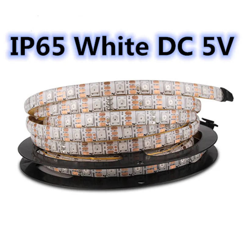 IP65 white PCB WS2812B Светодиодные ленты RGB ленты 30/60/144 светодиодный s/М ws2812 индивидуально адресуемых ФИТА полосы для ПК ambi светильник неоновый светильник DC 5V - Испускаемый цвет: IP65 white PCB