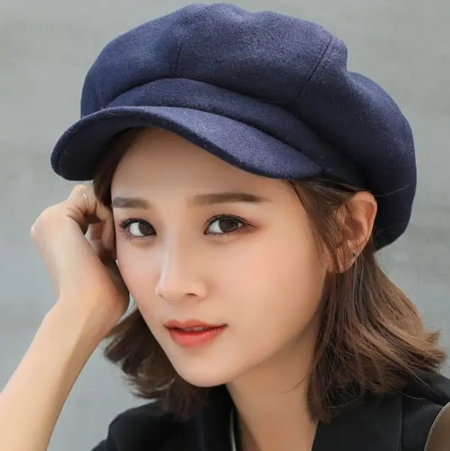 Fashion Autumn Winter Casual Cotton Girls Newsboy Hat Octagonal hat Girls Artist Painter Hat Beret Caps - Цвет: 002