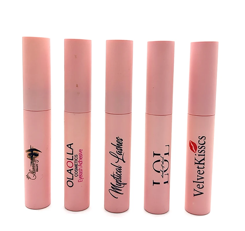 Custom Pink Bottle Eyelash Glue Private Label Latex Free Lash Adhesive  Waterproof Eylashes Vegan Glue With Glue Package Boxes