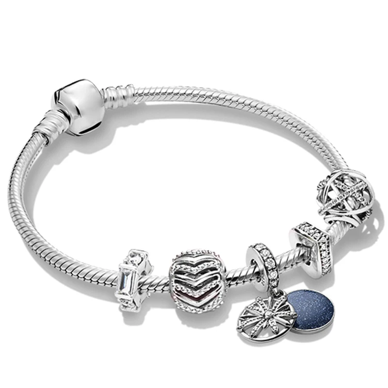 

XIAOYI 100% 925 sterling silver 2019 ZT0249 New Pandoras Wish fashionable blue charm fireworks charm bracelet set