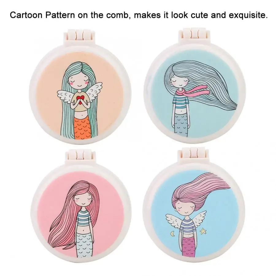 Портативная Массажная Расческа с мультяшным рисунком, складная воздушная подушка, Расческа с зеркалом, милый макияж для волос, расческа, щетка для свиданий, парикмахерские инструменты